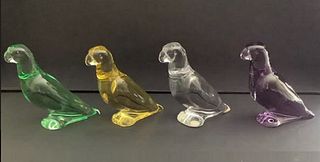 BACCARAT SIGNED PARROT FIGURINES SETO OF 4