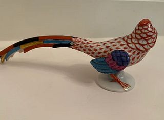 Herend Signed long Rust fishnet pattern pheasant