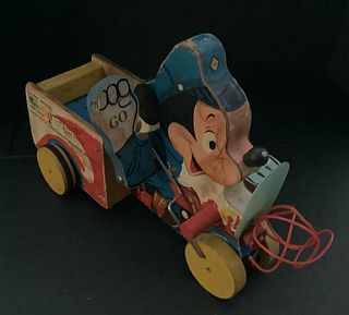 FISHER PRICE DISNEY Mickey Mouse Safety Patrol 733 WOOD PULL TOY 1956