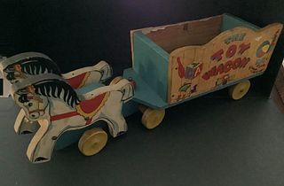 Fisher Price wooden horse and wagon pull toy