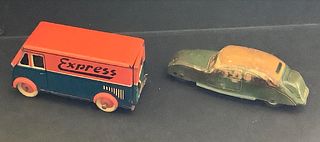 Georg Fischer tin Express delivery van  and Gf 161 Tin toy  Made in Germany.