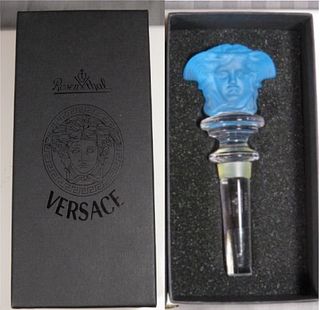 VERSACE Rosenthal "Medusa" Amethyst Crystal Designer Wine Bottle Stopper With Box