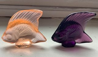Lalique SIGNED Amethyst Color and Light ORANGE shades of Fish Made in France
