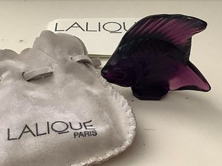 Lalique SIGNED Amethyst shade of Fish Made in France
