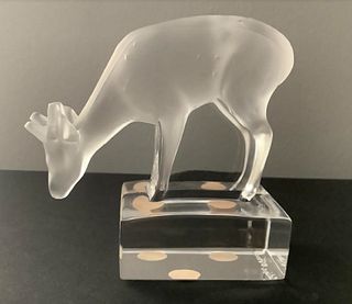 Lalique Signed Crystal Deer Made in France