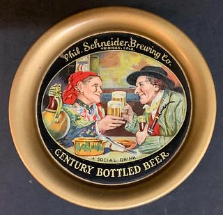 PRE PROHIBITION TIN LITHOGRAPH  P Schneider Brewing Co â€“ Beer Tin Advertising Tip Tray â€“ Trinidad Colorado 1910