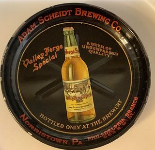PRE PROHIBITION TIN LITHOGRAPH Adam Scheidt Brewing Co. - Valley Forge Beer  TIP TRAY