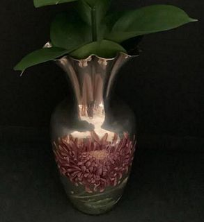 Sterling silver vase with enamel by SHIEBLER 19th century
