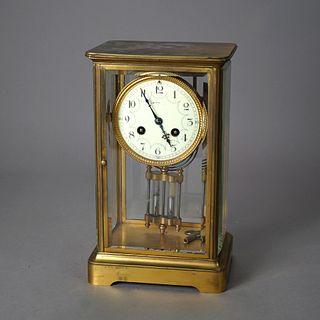 Antique French Bronze & Crystal Mantel Clock