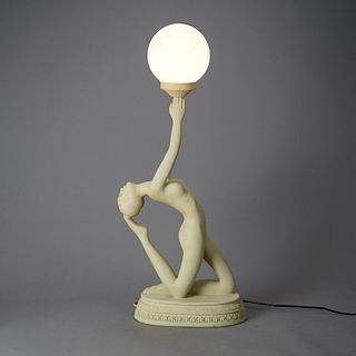 Antique Art Deco Frankart School Figural Nude Table Lamp 20th Century