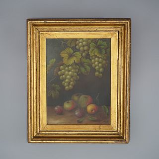 Antique Oil On Canvas Fruit Still Life Painting Signed By Steele C1915