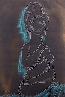 Joseph Wolins Ink & Gouache Female Nude