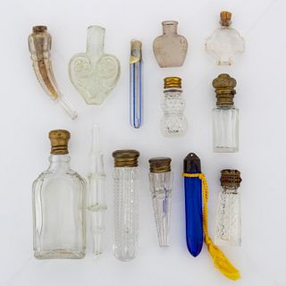 ASSORTED GLASS PERFUME / PUNGENT BOTTLES, LOT OF 13
