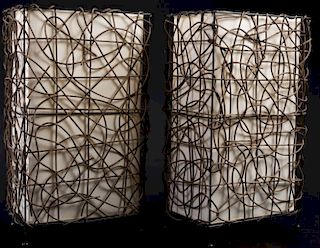 Woven Twig Lamps Pair