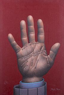 Roger Hane "Advertising Hand" Acrylic On Canvas