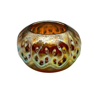 Antique Tiffany Favrile Glass Zig Zagt Vase, Signed