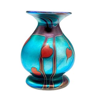 Vintage Glass Vase by James Lundberg, Hearts