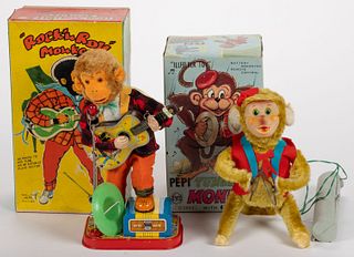 ASSORTED VINTAGE BATTERY POWERED MUSIC PERFORMING MONKEYS, LOT OF TWO