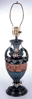 Gerbing & Stephan Majolica Urn Lamp Circa 1800s