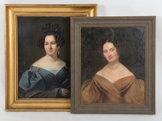 Two Oil on Canvas Portraits of Lady, 19th Century