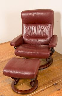 Ekornes Leather Armchair w/ Ottoman (Stressless)