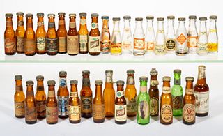 ADVERTISING MINIATURE BEER AND SODA BOTTLES, LOT OF 36