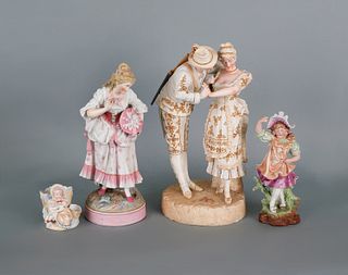 Four French or German bisque figures, tallest - 16