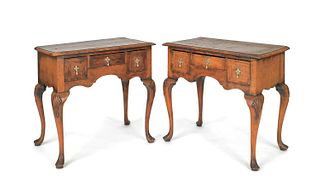 Pair of George II style burl veneer dressing table