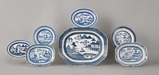 Six pieces of Chinese export Canton porcelain, 19t