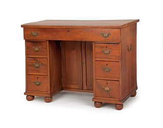 English mahogany kneehole desk, ca. 1800, 30" h.,0