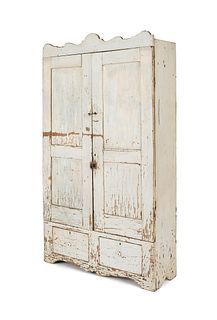 Painted pine kitchen cupboard, late 19th c., 75" h