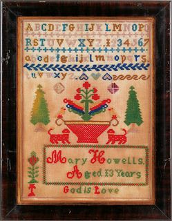 Wool needlework, late 19th c., wrought by Mary How