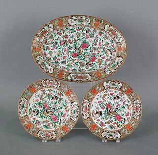 Chinese porcelain rose mandarin platter, togetheri