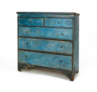 New England painted basswood mule chest, 18th c.,6