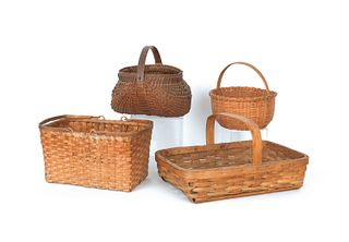 Four splint baskets, 19th c., buttocks basket - 11