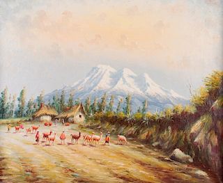 Oswaldo Moncayo Mountain Scene Oil On Canvas
