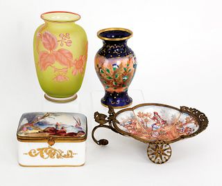 Sevres style dresser box, together with an enamela