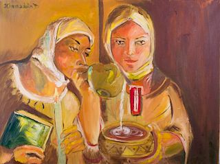 K. Dzhaffarov Kazak Women Portrait Oil on Canvas