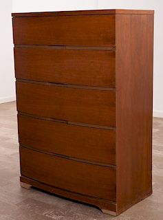Mid-20th Century Bow Front Five Drawer Dresser