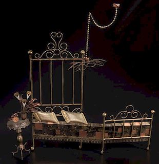 Curtis Jere Signed Brass Bed Wall Sculpture