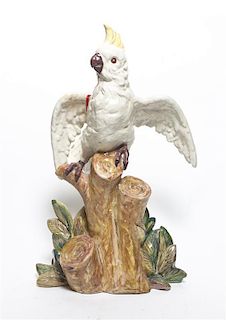 A Portuguese Ceramic Ornithological Group, Height 25 1/2 inches.
