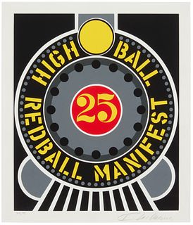 Robert Indiana (1928-2018), "High Ball Red Ball Manifest" from "The American Dream Portfolio," 1997, Screenprint in colors on paper, Image: 16.75" H x