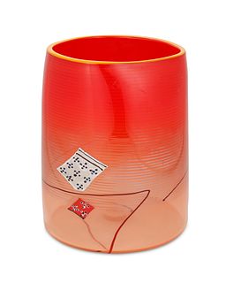 Dale Chihuly (b. 1941), "Red Blanket Cylinder," 2000, Glass, 8" H x 5.5" Dia.