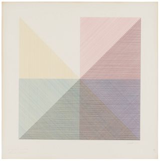 Sol LeWitt (1928-2007), Plate 3 from "Eight Squares with a Different Color in Each Half Square (Divided Horizontally and Vertically)," 1980, Silkscree