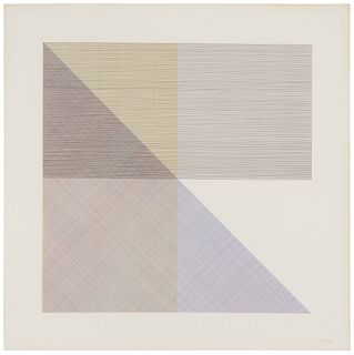 Sol LeWitt (1928-2007), Plate 4 from "Eight Squares with a Different Color in Each Half Square (Divided Horizontally and Vertically)," 1980, Silkscree