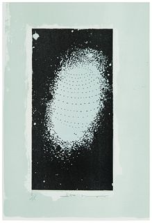 Lita Albuquerque (b. 1946), "Untitled (blue and black)," Lithograph in colors on paper, Image: 8" H x 14" W; Sheet: 10.5" H x 7" W
