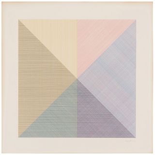 Sol LeWitt (1928-2007), Plate 6 from "Eight Squares with a Different Color in Each Half Square (Divided Horizontally and Vertically)," 1980, Silkscree