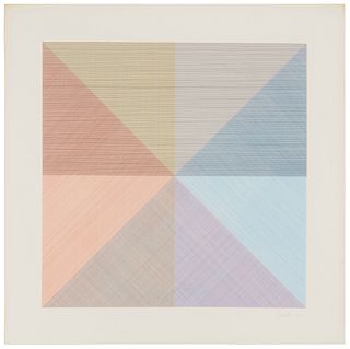 Sol LeWitt (1928-2007), Plate 1 from "Eight Squares with a Different Color in Each Half Square (Divided Horizontally and Vertically)," 1980, Silkscree