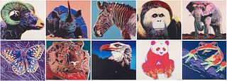 After Andy Warhol (1928-1987), "Endangered Species," 1983, A set of 10 offsets in colors on heavy, textured, cream, wove paper, Unsigned and unnumbere