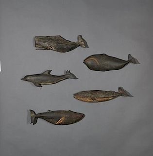 Four Whales and a Dolphin Clark Voorhees (1911-1980)